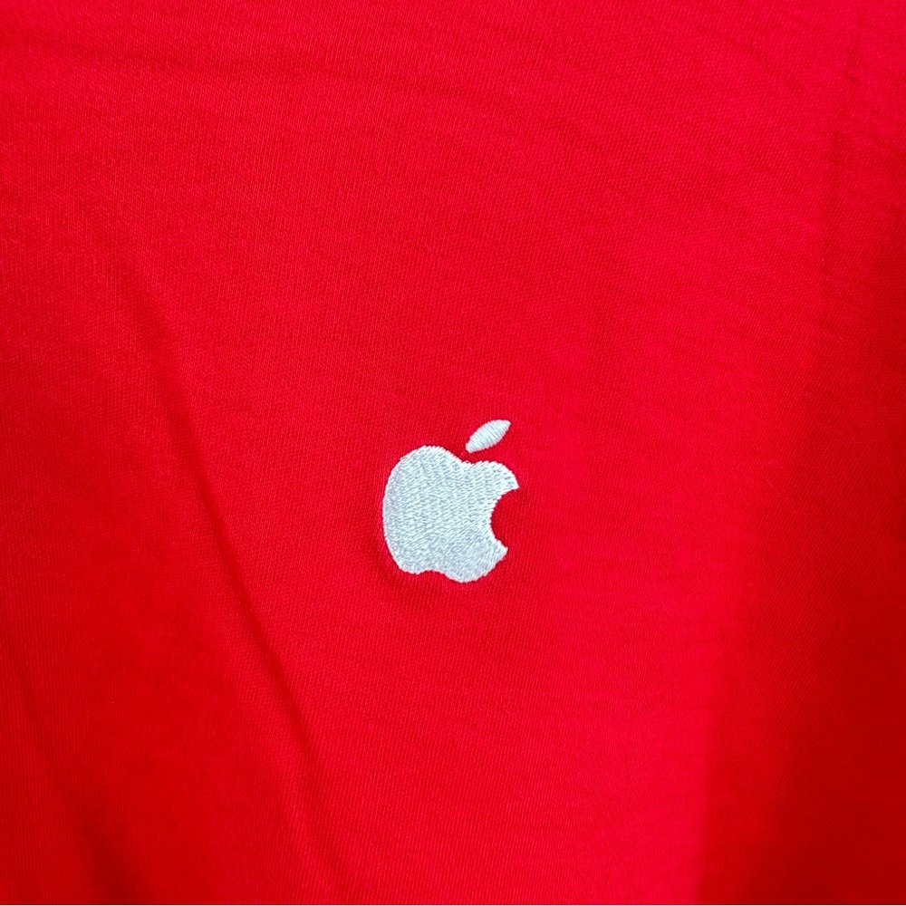 Apple Red long sleeve cropped top off the shoulder T-shirt - Picture 3 of 5